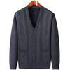 Men's Autumn-Winter Knit Cardigan: Thickened Velvet Sweater for Middle-aged and Elderly Dads and Grandpas.