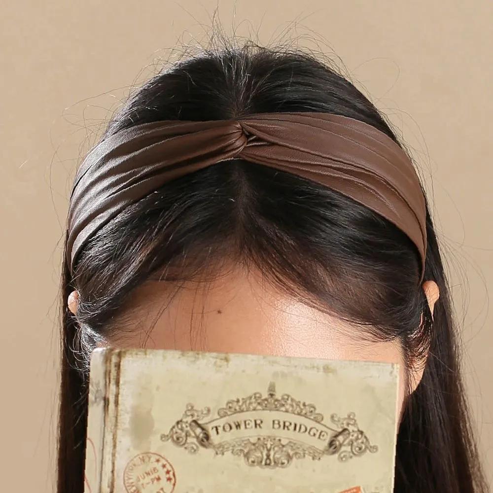 Headband Hairpin Angel Shushu Leather Twisted Hairband Brown Ju Vidastory