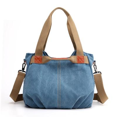 Bolsa Transversal de Ombro de Lona de Grande Capacidade Feminina - Estilo Europeu e Americano