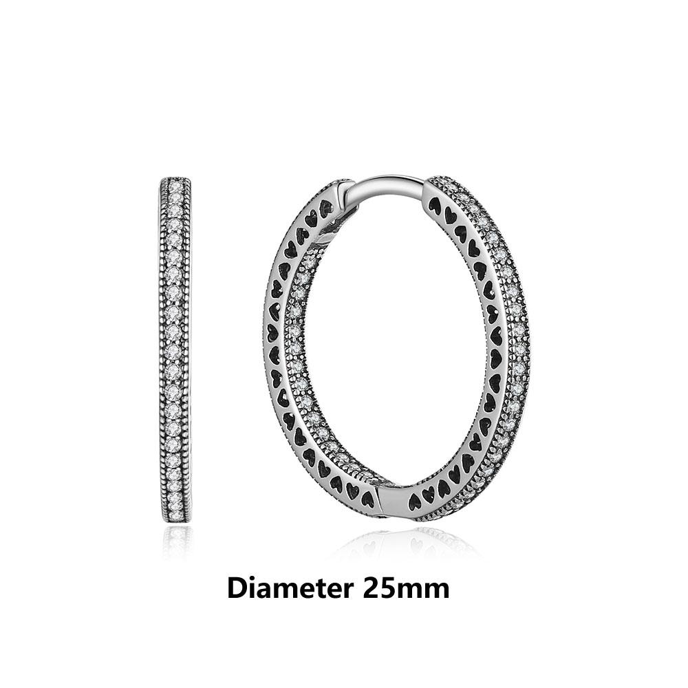 New Original 925 Silver Earrings For Women Piercing Hoop Love Heart Earings Rose Gold Wedding Gift Luxury Jewelry