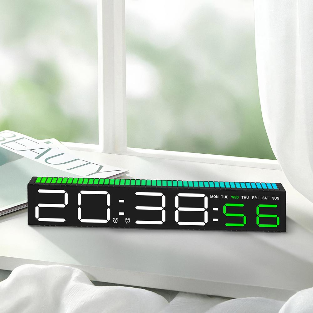 Digital LED Alarm clock with Colorful Music Rhythm Pickup Lighting Bar. Gift Table Clock for Home Decoration2