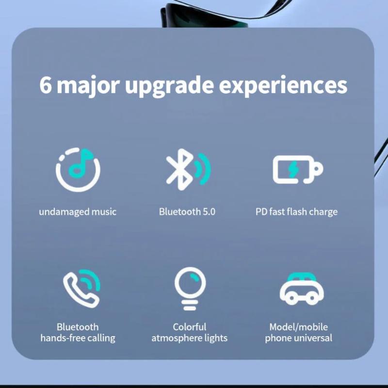 Hands-free Mp3 Music Player Fast Charging Cigarette Lighter Dual Usb Colorful Ambient Light Car Accessories Fm Transmitter