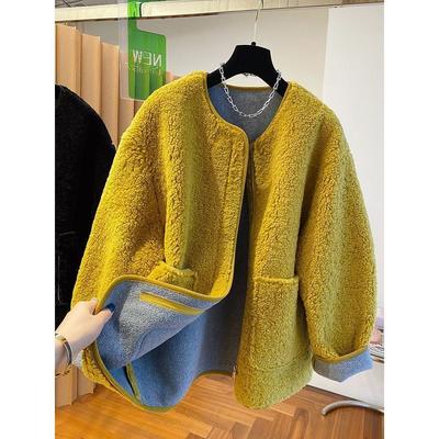 Abrigo Grueso de Lana de Cordero Sintética Talla Grande para Mujer Invierno Suelto Top de Lana de Cordero