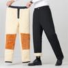 Calças Térmicas de Inverno para Homem com Forro de Fleece, à Prova de Vento, Cintura Elástica, com Joelheiras