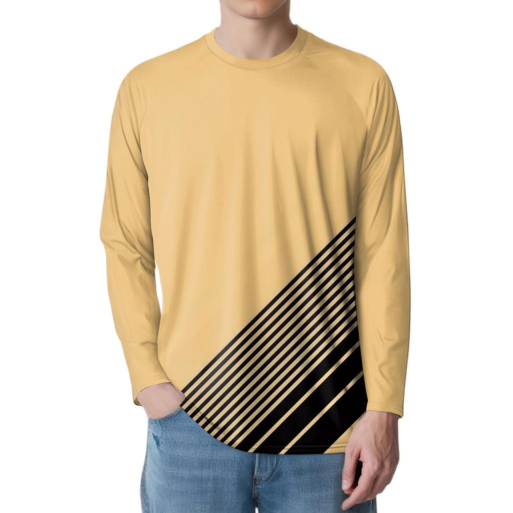 Men's Fashion Printed Raglan Long Sleeve Sports Top