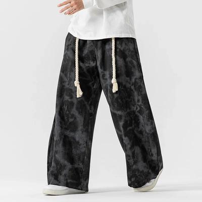 2026 Pantalons Évasés Homme Style Chinois Homme Tie-Dye Pantalons Large Jambe Mode Automne Pantalons Amples Unisexe Streetwear Homme Pantalons de Jogging