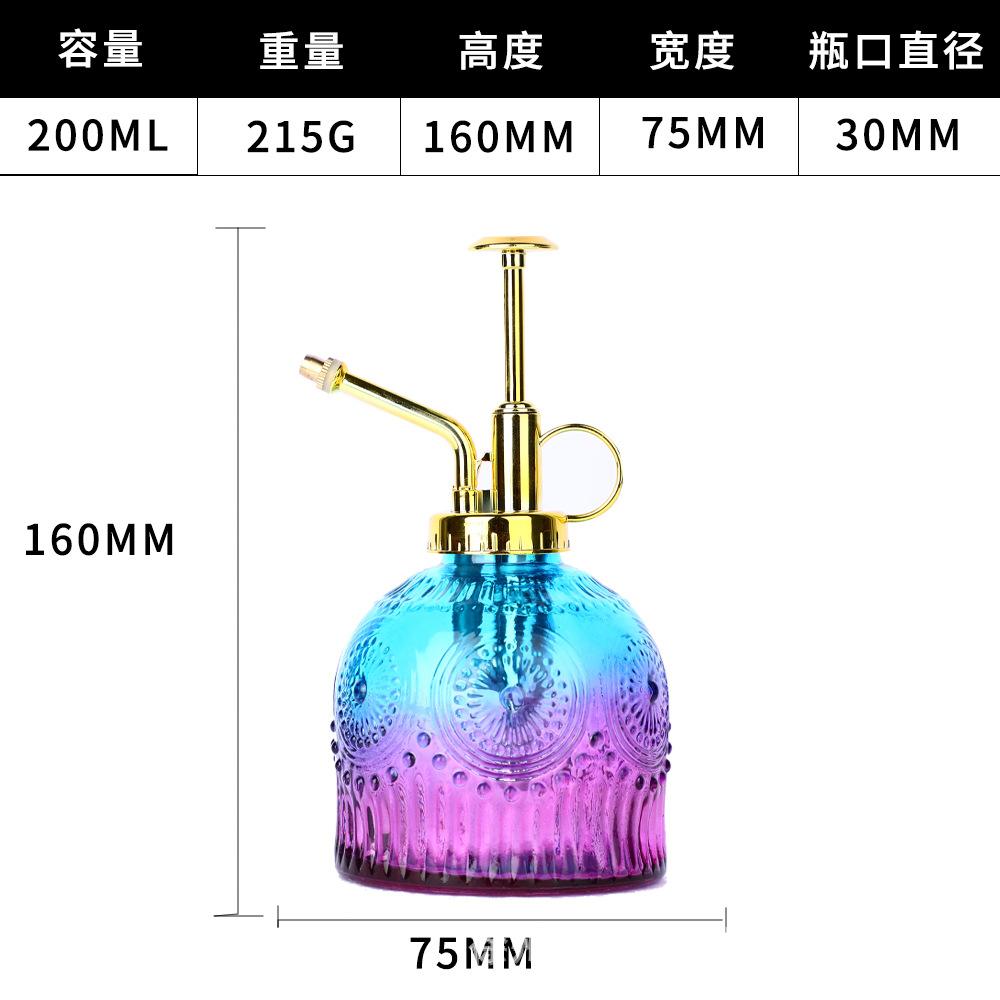 European Colorful Embossed Glass Watering Can Home Gardening Watering Sprinkler Kettle Succulent Plant Spray Can Gardening Decor