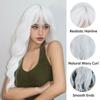 Long Curly White Platinum Synthetic Wigs with Bangs for Women Afro Cosplay Lolita Wavy Wig Natural Hair Heat Reisitant Daily Use