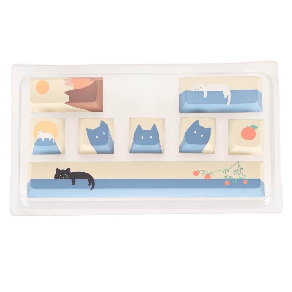 Taste pentru tastatură cu 8 taste, taste PBT cu sublimare vopsea, nu se decolorează, taste mecanice drăguțe DIY