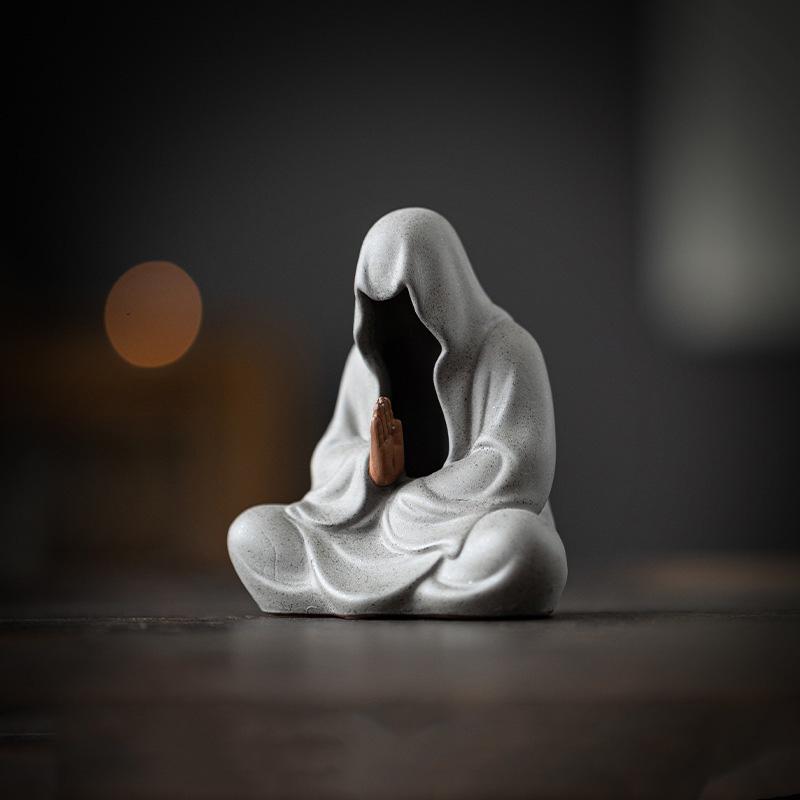 Ceramic Zen Character No Phase Buddha Decorative Statue-Home Room Office Room Tea Flower Pot Landscape Aquarium Decorations