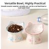 Cartoon 15° Tilted Elevated Cat Bowl Anti-Regurgitation Ergonomic Cute Pet Feeder Easy Clean Non-Slip Raised Feeding Bowl Indoor