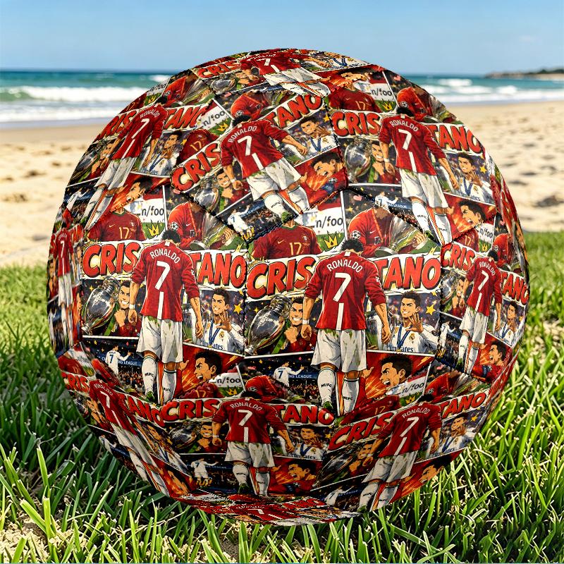 Cristiano Ronaldo Print Size 5 Soccer Ball, PU Wear Resistant Football for Match Training and Daily Practice, Birthday Gift for Soccer Fans