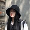 Korean-Style Black Bucket Hat - Unisex Sun Protection for Spring/Summer