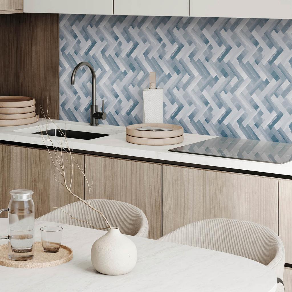 Self-Adhesive Vinyl Panel - Wall Decoration For Office 120X60 Cm Zigzag Pattern In Stripes