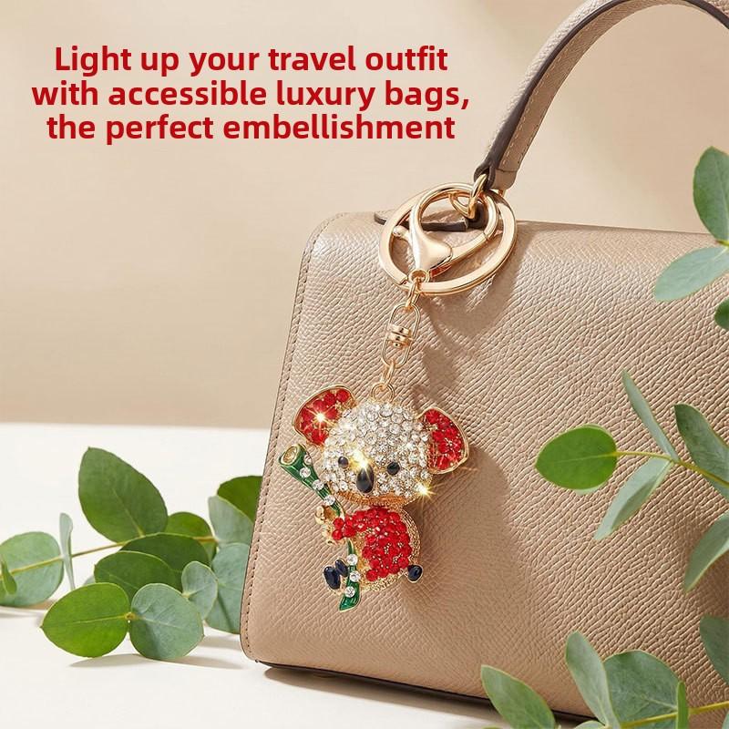 Chinese Style Bear-shaped Car Keychain, Women's Bag Hanger, Metal Keychain Ring