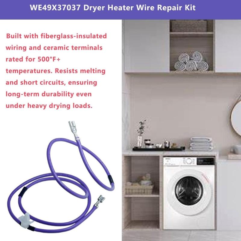 Replacement Dryer Heating Parts Wire WE49X37037 Heater Wire Repair Assembly With Temperature Ceramic Terminals
