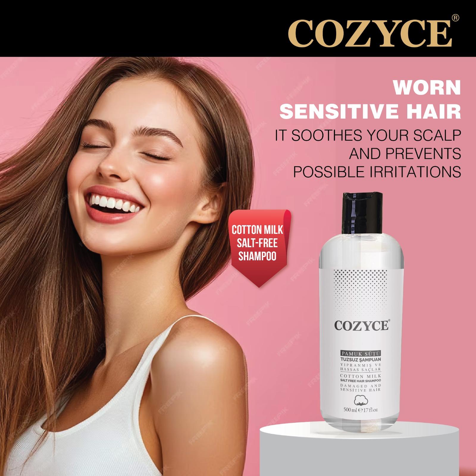 

Шампунь Cotton Milk & Damaged Sensitive Hair & Shampoo без солі 500 мл & Cozyce