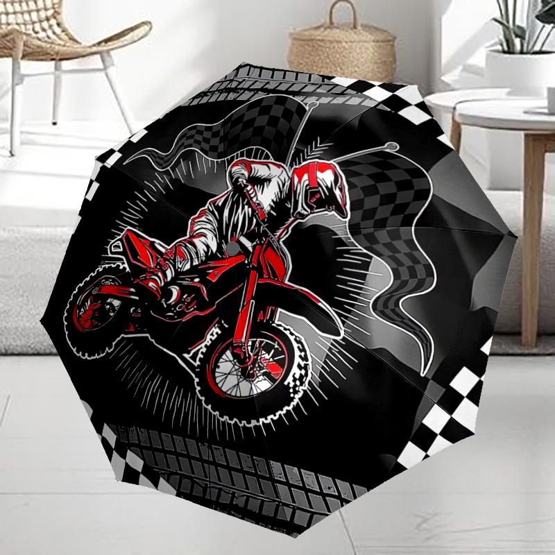 off road motorcycles Theme Automatic Umbrella, Lightweight & Portable, 8 Rib, Perfect for Outdoor Travel, Birthdays, Christmas, Gifts.