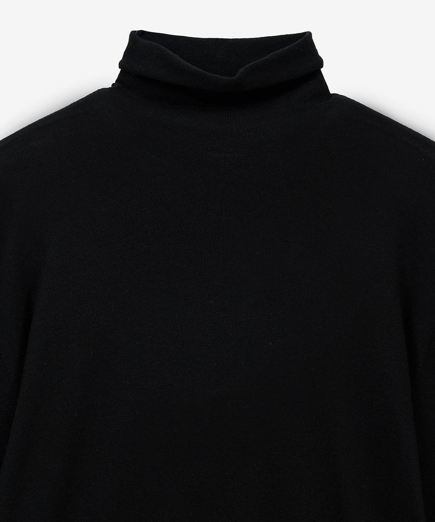 ZIOSONGZIO Silk Blend Whole Garment Turtleneck Black Zi2Kt201Bk