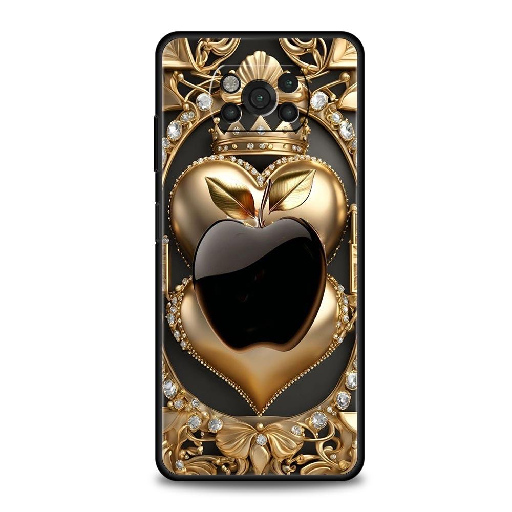 Happy Black Apple Phone Case Cover  for Xiaomi Poco F7 Ultra F6 F5 F4 F3 X6 X5 X4 X3 NFC C51 C55 M4 GT 5G Soft TPU Shell Fundas