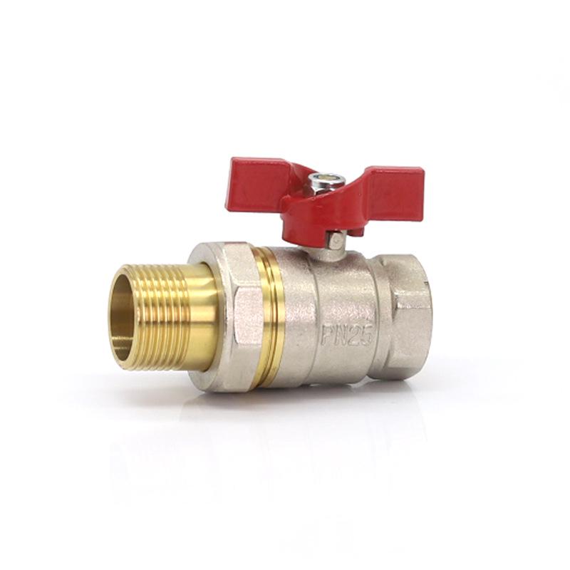 Thickened Brass DN32 Copper Ball Valve, Male & Female Threads, 1-Inch Valve with Union
