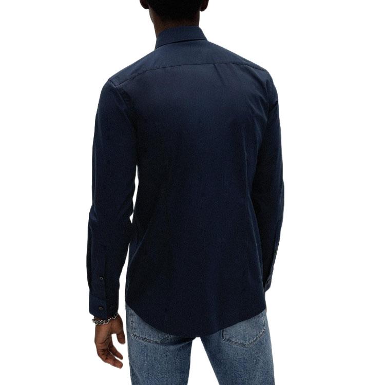 HUGO BOSS Shirts Men's Marine Blue Pointed Collar Moderate Other 50289499-413
