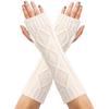 Retro Diamond Knit Wool Fingerless Gloves: Warm Half-Finger Wrist & Arm Warmers