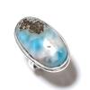 Karibisk Larimar Ädelsten 925 Sterling Silver Gåva Smycke Ringstorlek 6.5