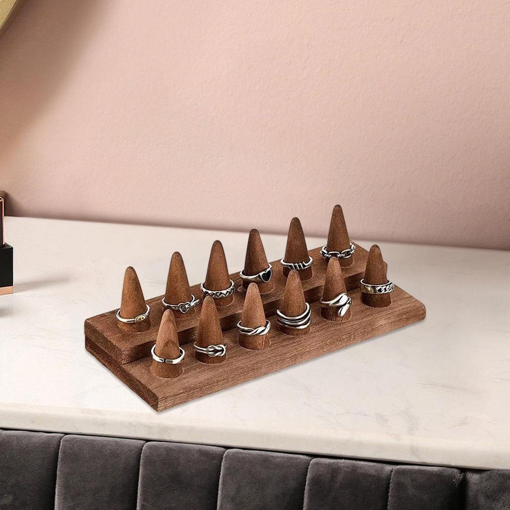 12 Fingers Wood Display Stand Organizer Craft Gift Compact Showcase, Space Saving for Dressing