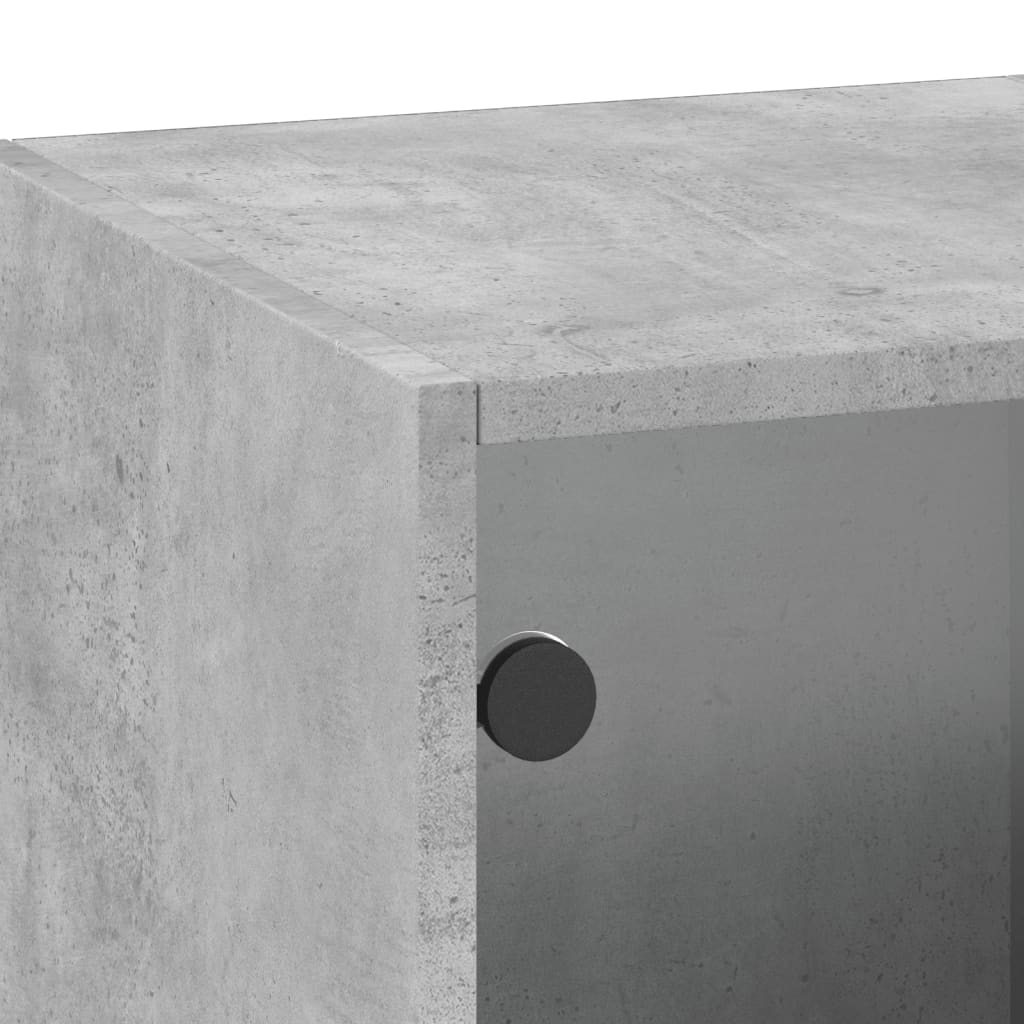Wall Cabinet with Glass Doors Concrete Grey 35 x 37 x 100 cm