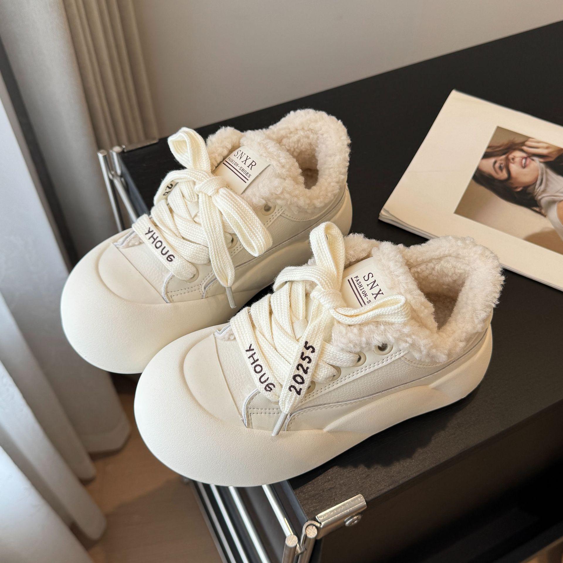 

женские новые универсальные туфли на толстой подошве, молочные фуфу с юбкой, хлебные туфли, женские оригинальные повседневные хлопковые туфли с большим носком 40