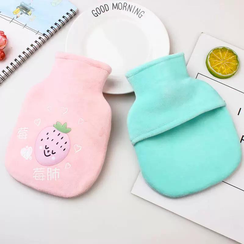 Hot Water Bottle for Women, Portable Mini Cute Plush Small Size, Filled with Water, for Warming Hands and Stomach, Specifically for Use in Bed