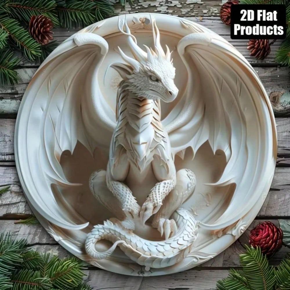 2D Металлическое Настенное Искусство Дракон Мистический Декор Гадания Офис Дом Кафе Хэллоуин Рождественский Подарок 20x20