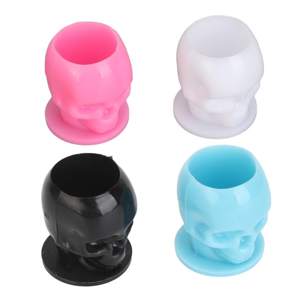 800 Stück Tattoo-Tintenbecher in Totenkopfform, 4 Farben, stabile Basis, verdicktes Einweg-Microblading-Pigment C