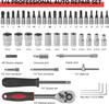 46PCS Master Mechanic Tool Kit with 3/8" Ratchet, SAE/Metric Sockets, Torx/Hex Bits, Extension Bars - Professional Grade