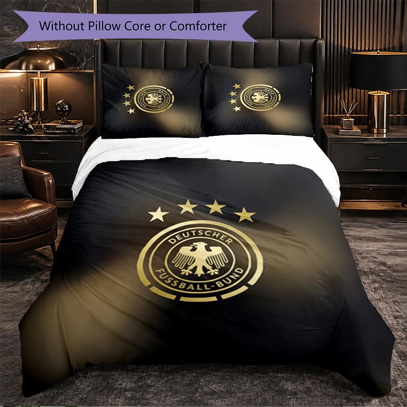 Germany Football Pattern 3 Pieces Bedding Set Soft Microfiber Duvet Cover with Pillow Cases for Bedroom