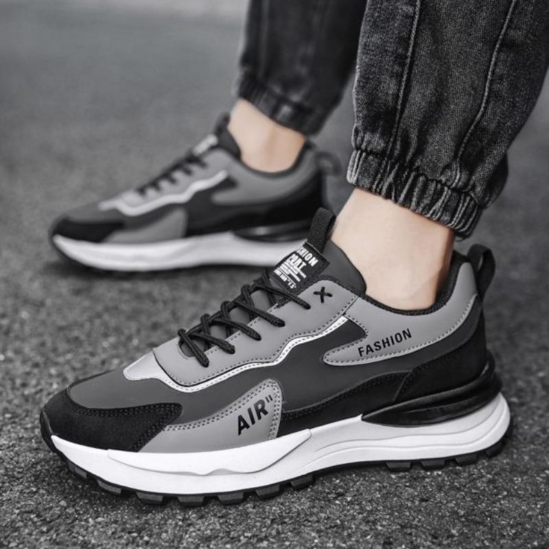 Men's Casual Sports Shoes Rubber Sport Running Shoes Lace-up Platform Sneakers for Men Tennis Training Shoe Leather Men Sneakers