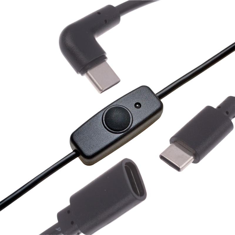 1/3Pcs USB-C To Type C Power Supply Cord 5V2A Short USB C Extension Cable With ON Off Switch For USB Fan LED Strips Desk Lamp