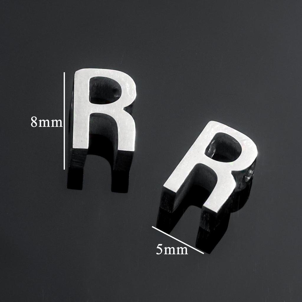 DZ Stainless Steel 26 English 3D Letter Pendant Necklace - Handmade Niche Design