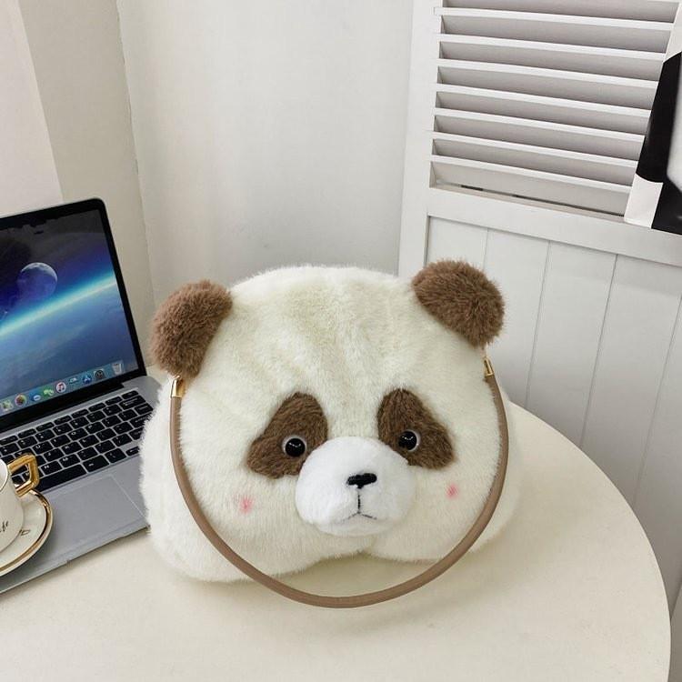 Panda Bag Plush With Zipper Closure For Daily Use And Cute Cartoon Style