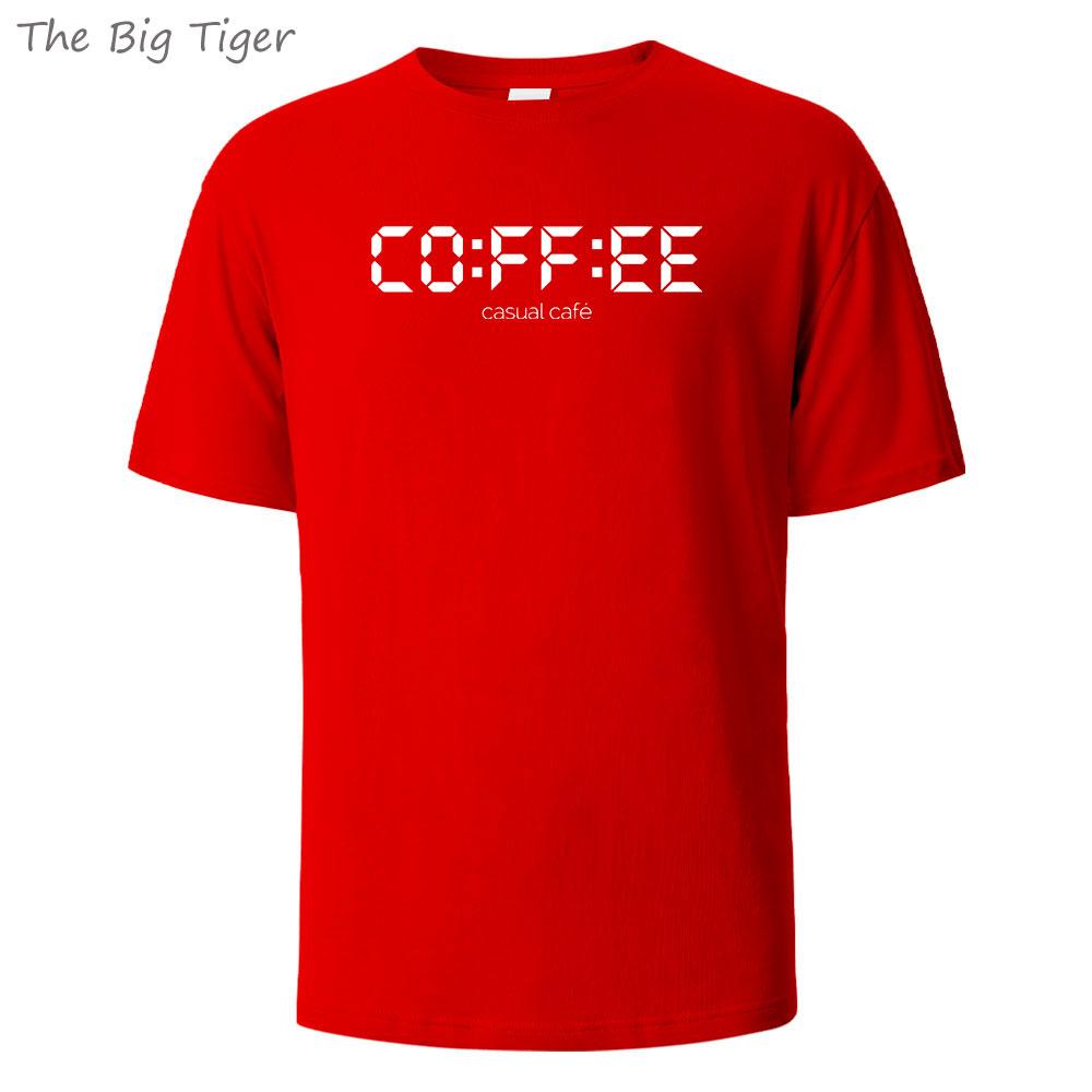 Coffie Printed Essential Cotton Tee Simple Crew Neck Design Soft Breathable Fabric Unisex Short Sleeve Shirt