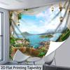 2D Italian Riviera Tapestry Curtain Balcony View Wall Hanging