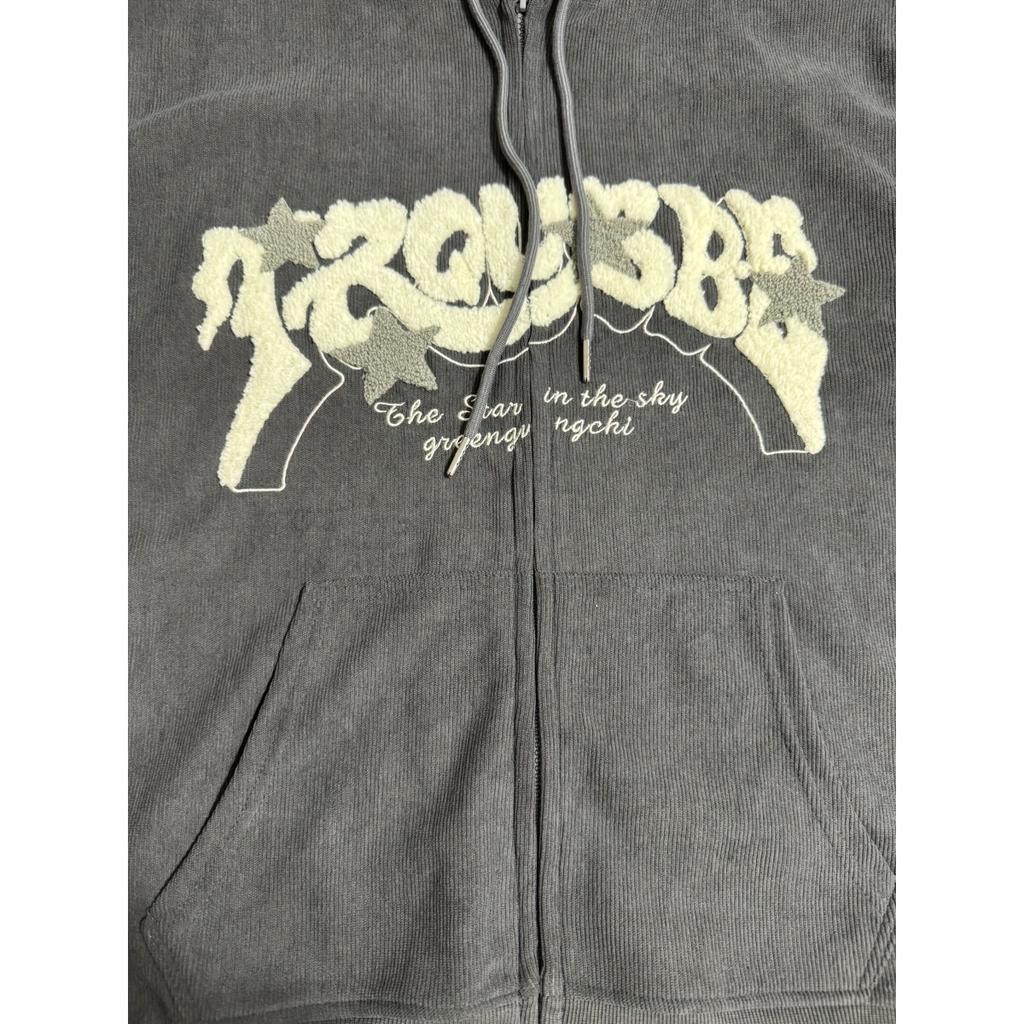 Star Corduroy Cardigan Jacket, Women's Spring and Autumn Loose Trendy Brand Street Hoodie