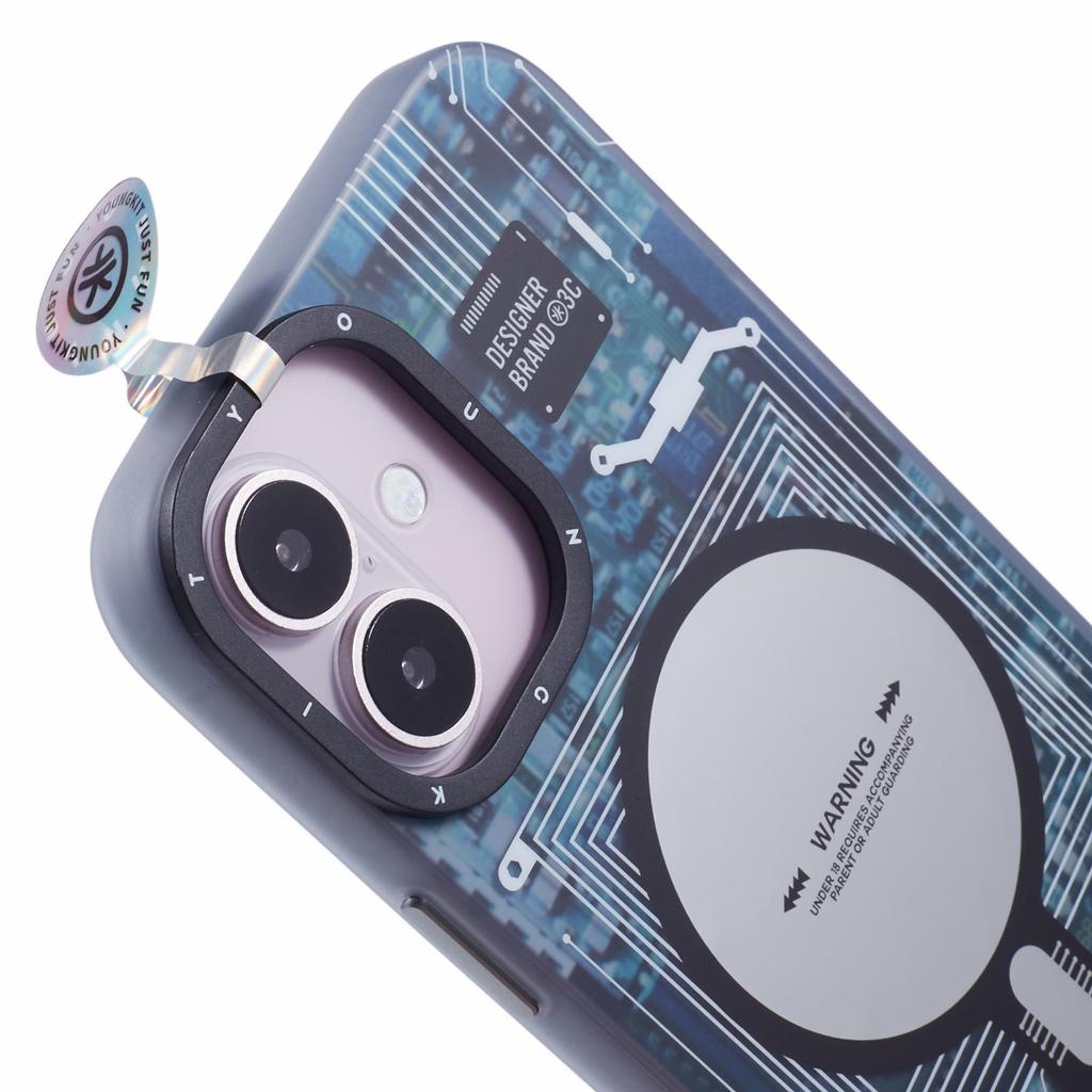 YOUNGKIT Technology Series for iPhone 16 Plus Case Compatible with MagSafe Circuit Design PC+TPU Matte Phone Cover