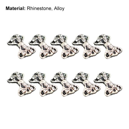 10Pcs 3D Glitters Rhinestone Alloy Bowknot DIY Decal Nail Art Tips Stickers