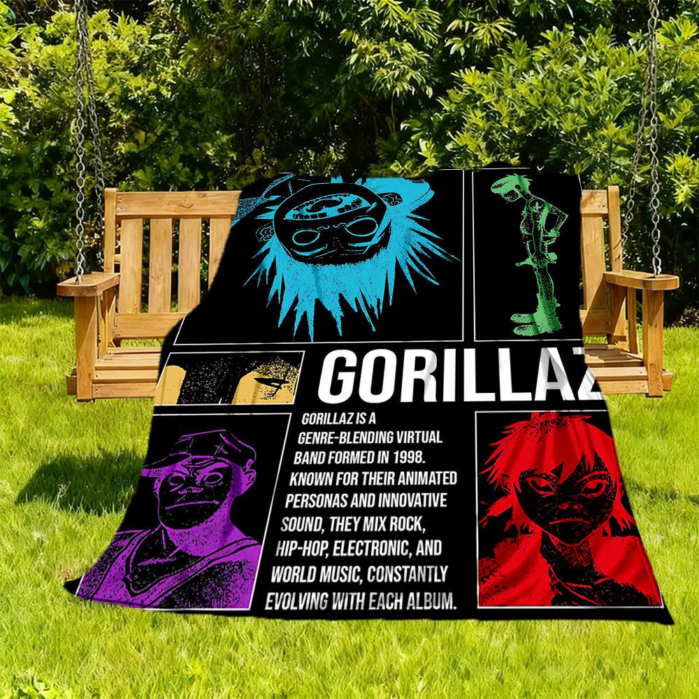 1pc Gorillaz Virtual Band Outdoor Blanket Lightweight Flannel, All-Season Use for Sofa, Bed, Travel, Camping, Living Room, Office, Couch018