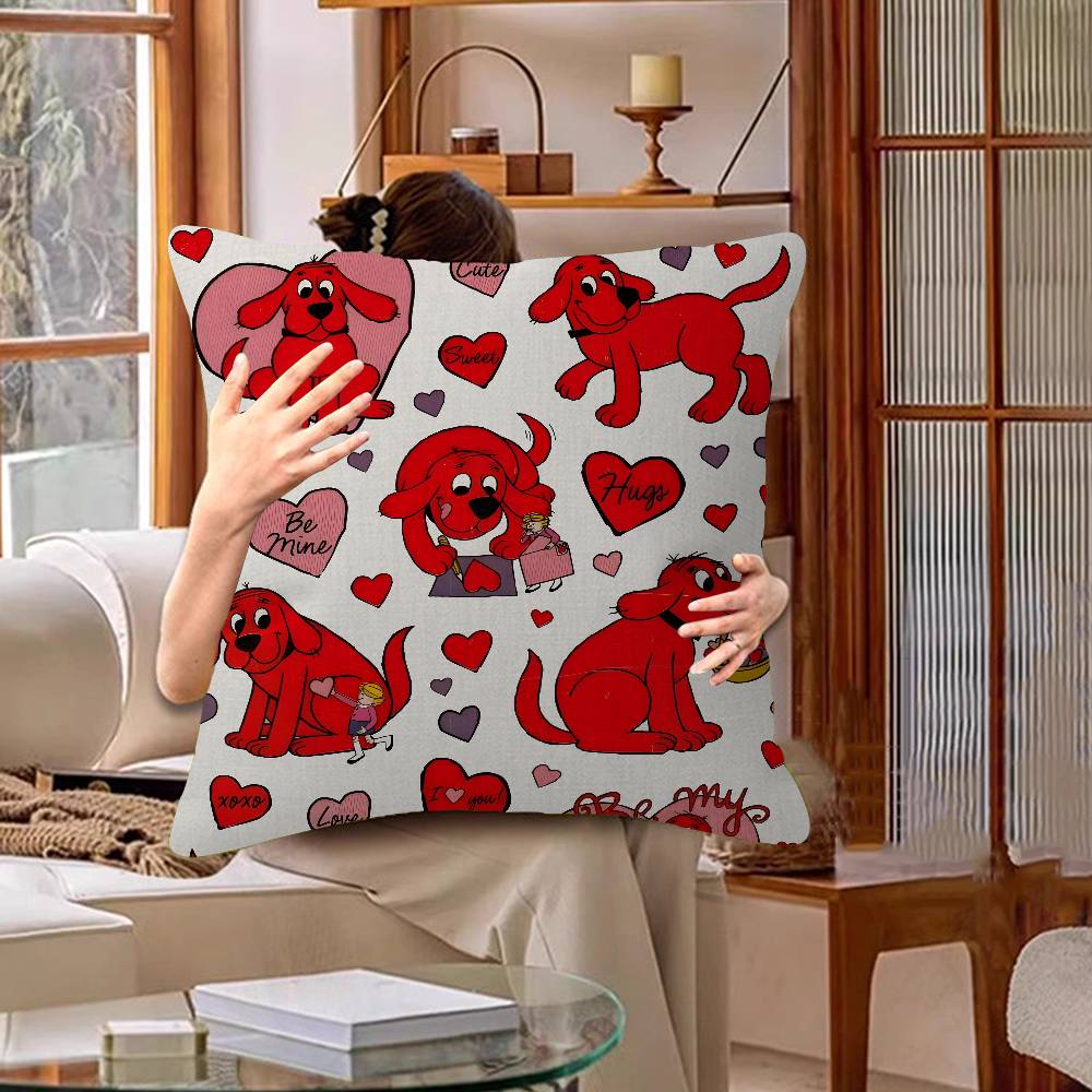 Cartoon Clifford The Big Red Dog Lucky Dragon Pillow Cover Sofa Cushion Cover Home Room Decoration Children Gift