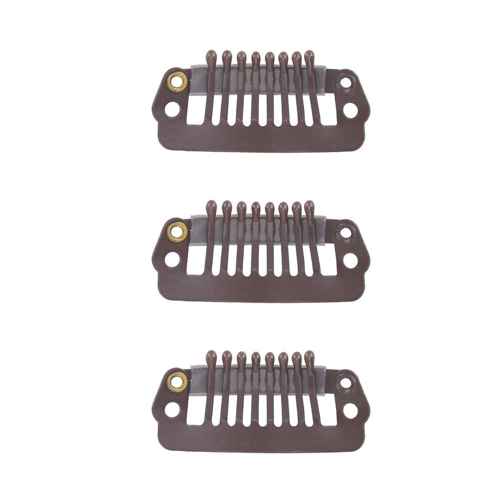 50pcs 8 Tips 8 Teeth Snap Comb Wig Clips Stainless Steel Snap Clips with Rubber Hair Grips for Hair Extension Wigs