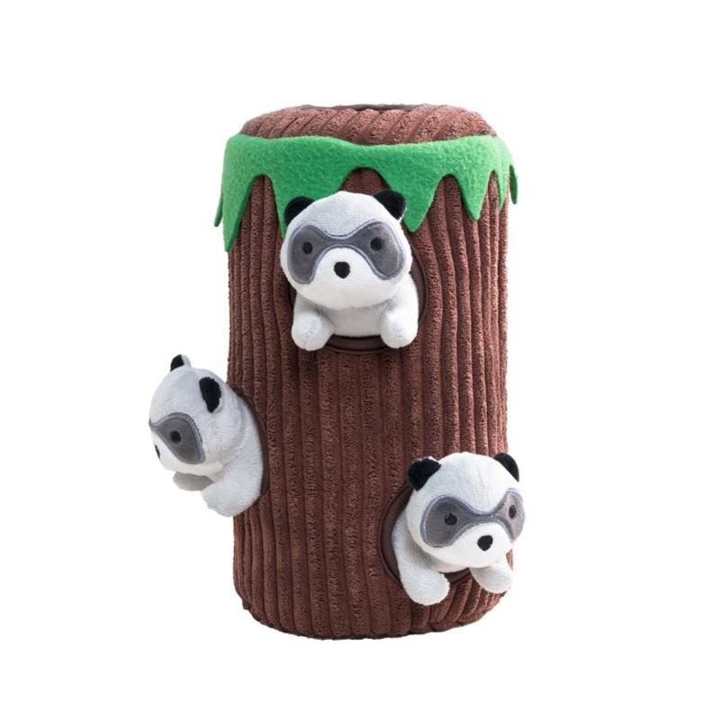 

Lovely Tree Hole Panda Dog Squeaky Toy Plush Chewing Exercise Engagement Toy Treats Feeder For Pet Hide and Seek Fun 1