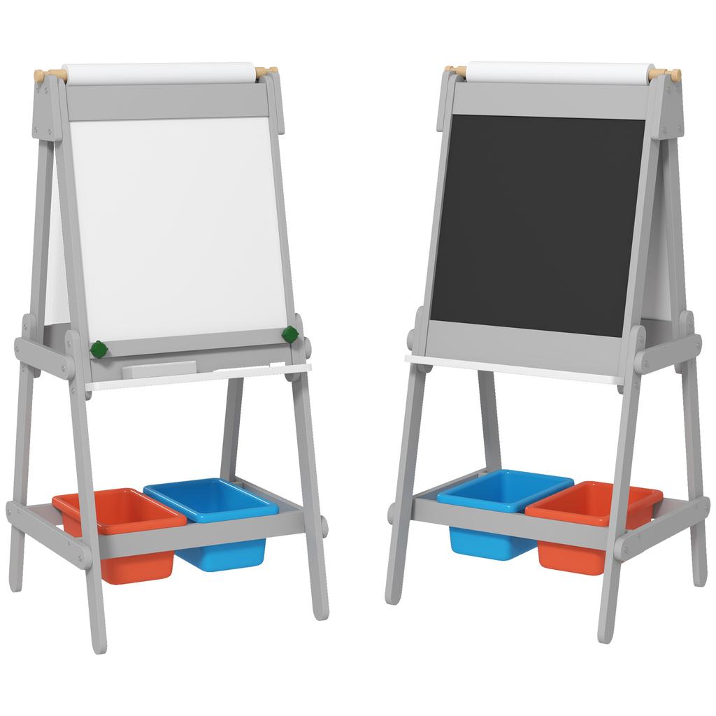 Künstlerstaffelei für Kinder mit Papierrolle, beidseitige Malstaffelei mit Tafel, Whiteboard